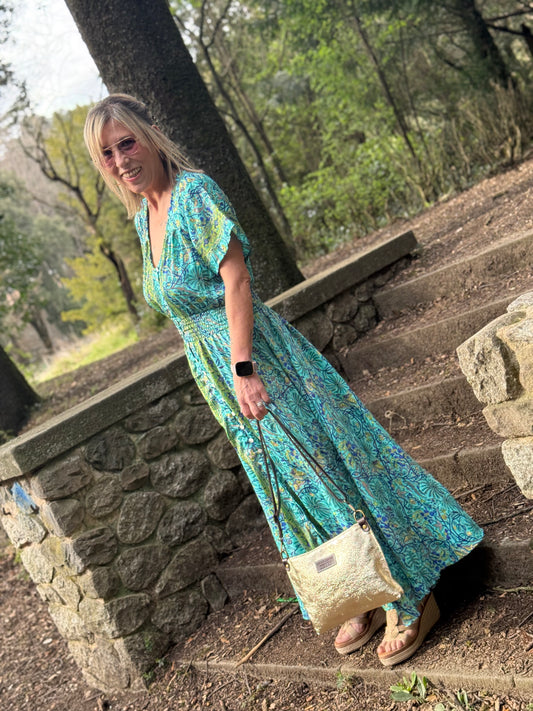 Vestido largo manga corta Sapeira