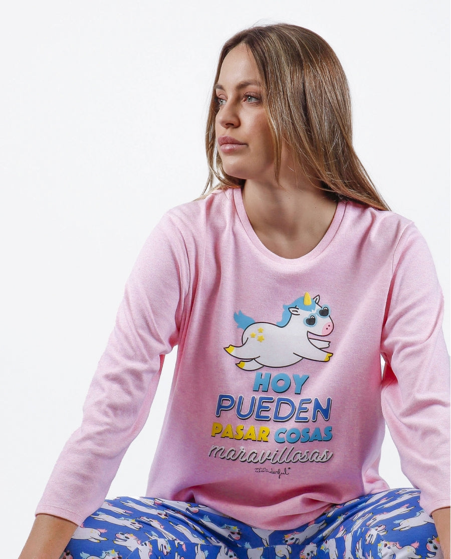 Pijama Mr.Wonderful unicornio - rosa