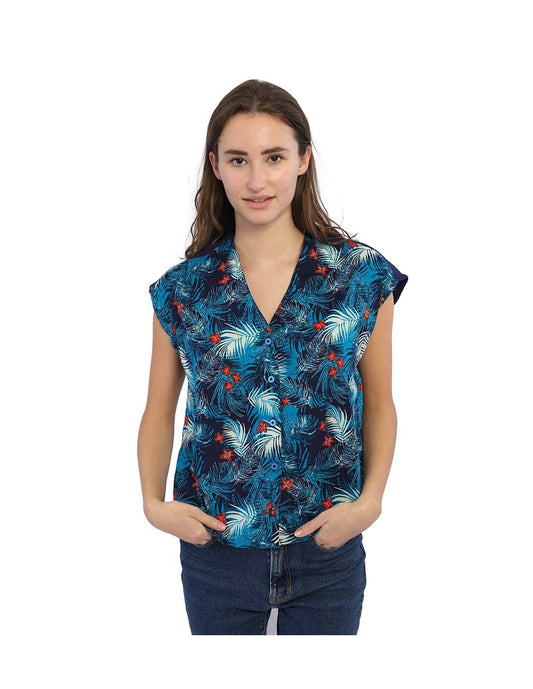 Blusa palmeras Palamós - azul