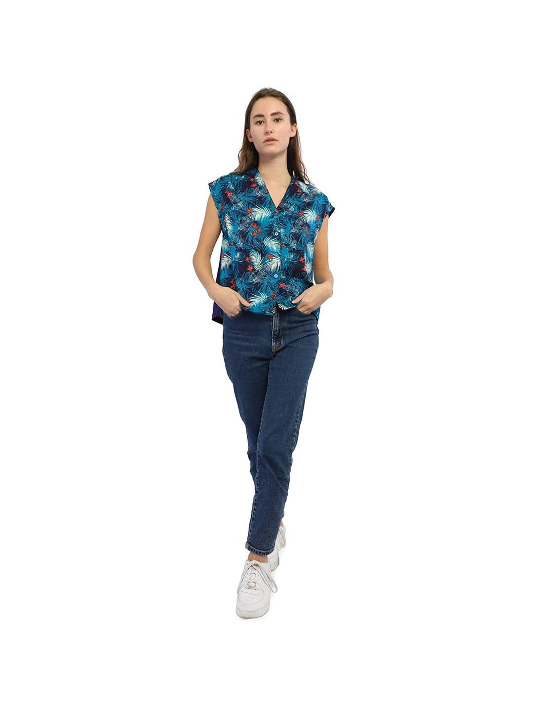 Blusa palmeras Palamós - azul