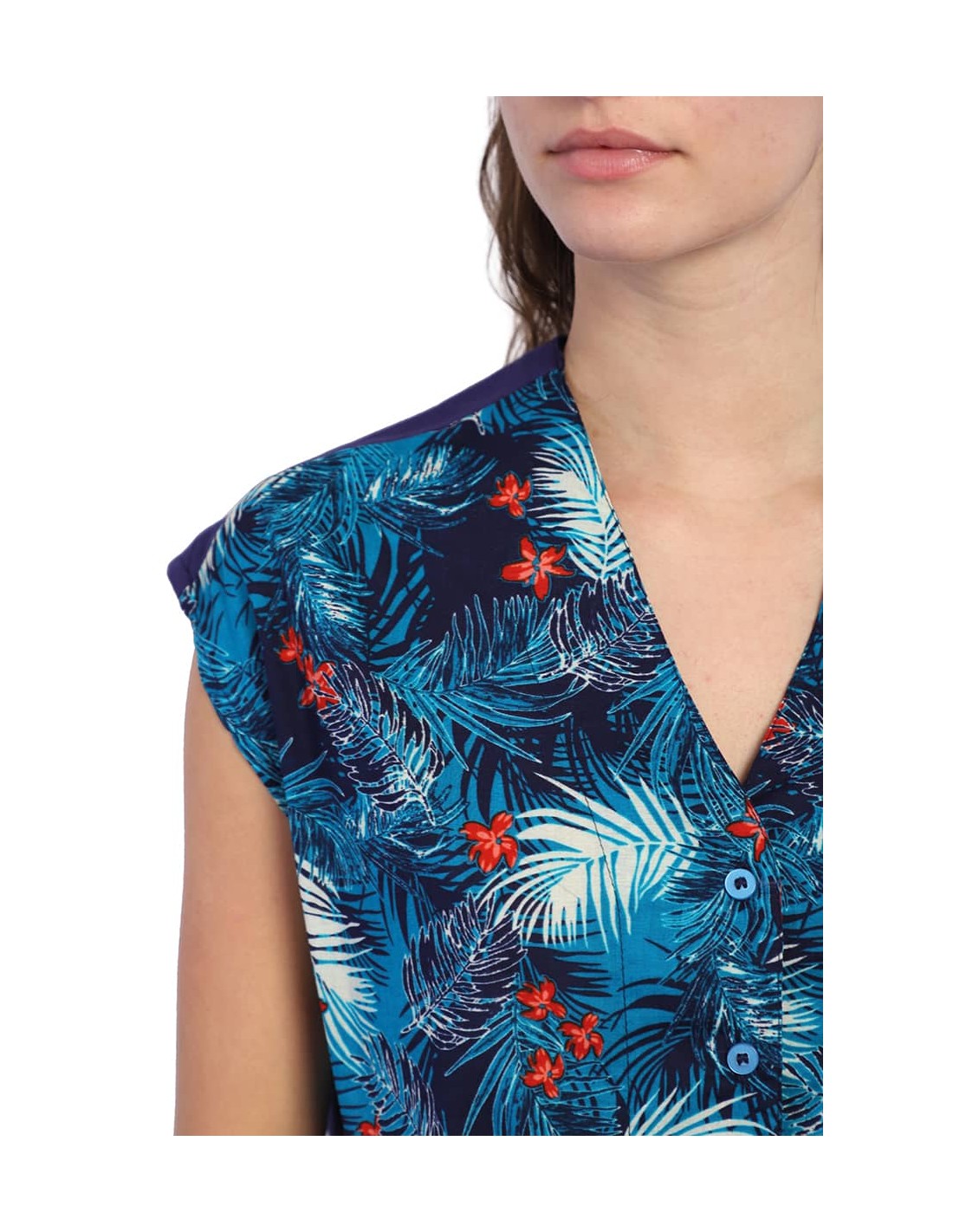 Blusa palmeras Palamós - azul